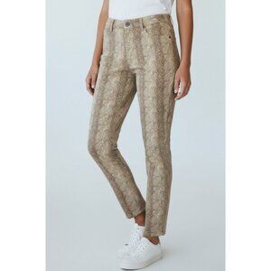 Rue 21 Snake Print Skinny Pants Size 9/10 Beige & Brown Textured Design